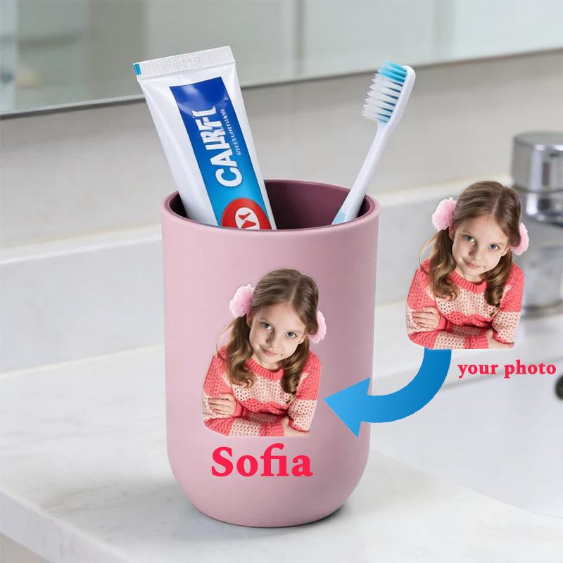 Home Bathroom Name - Персонализированный стакан для зубных щеток с