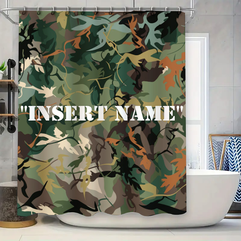 Home Bathroom Name - Персонализированная занавеска для душа с камуфляжным